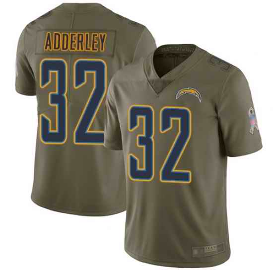 Chargers 32 Nasir Adderley Olive Men Stitched Football Limited 2017 Salute To Service Jersey
